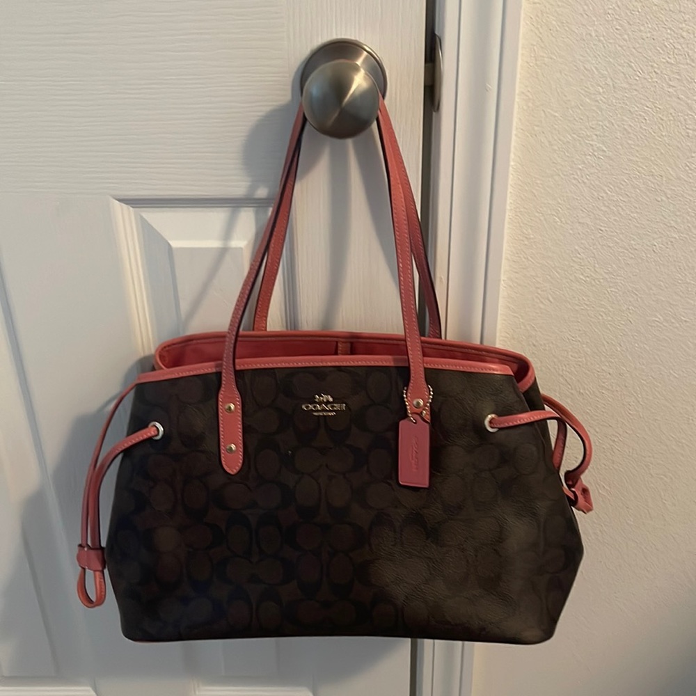 Brown and pink Coach Tote
